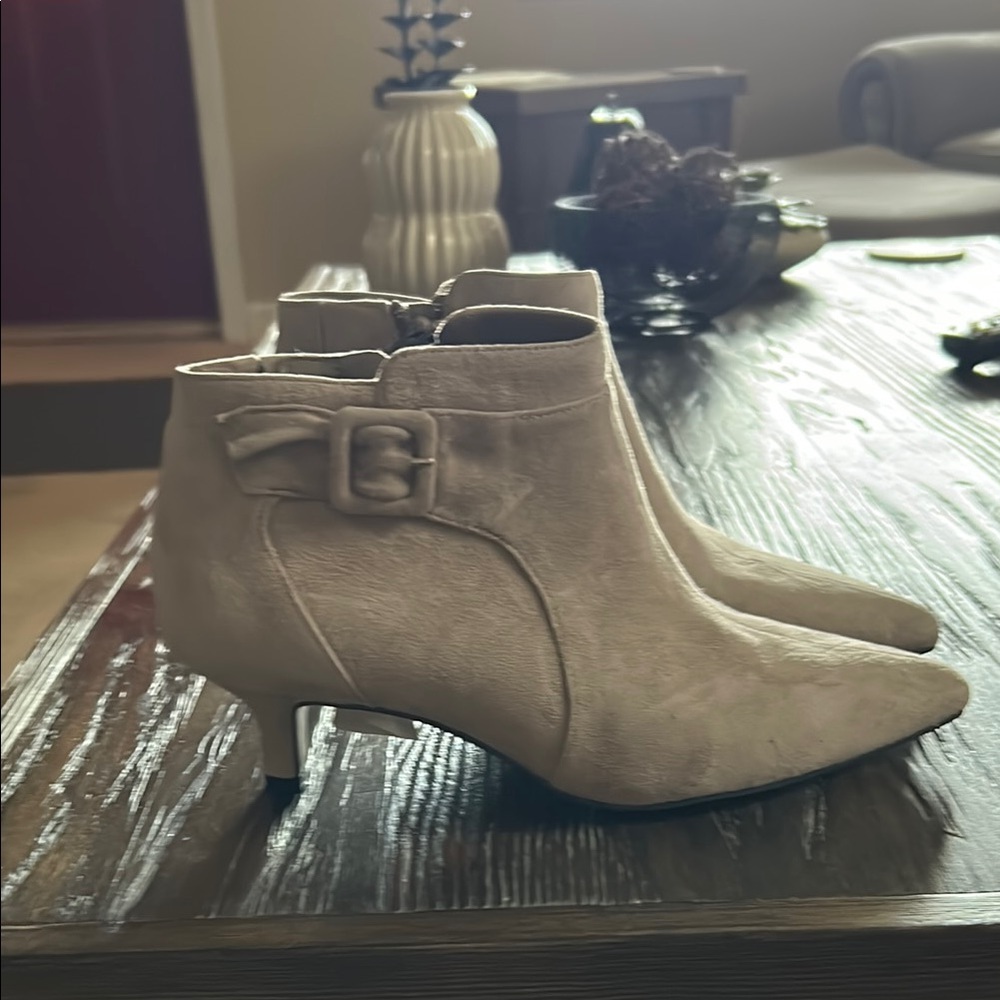 Bella Vita Cream Ankle Boots with Suede Finish